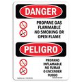 Signmission OSHA Sign, Propane Gas Flammable No Smoking, 10in X 7in Aluminum, 7" W, 10" L, Bilingual Spanish OS-DS-A-710-VS-1539